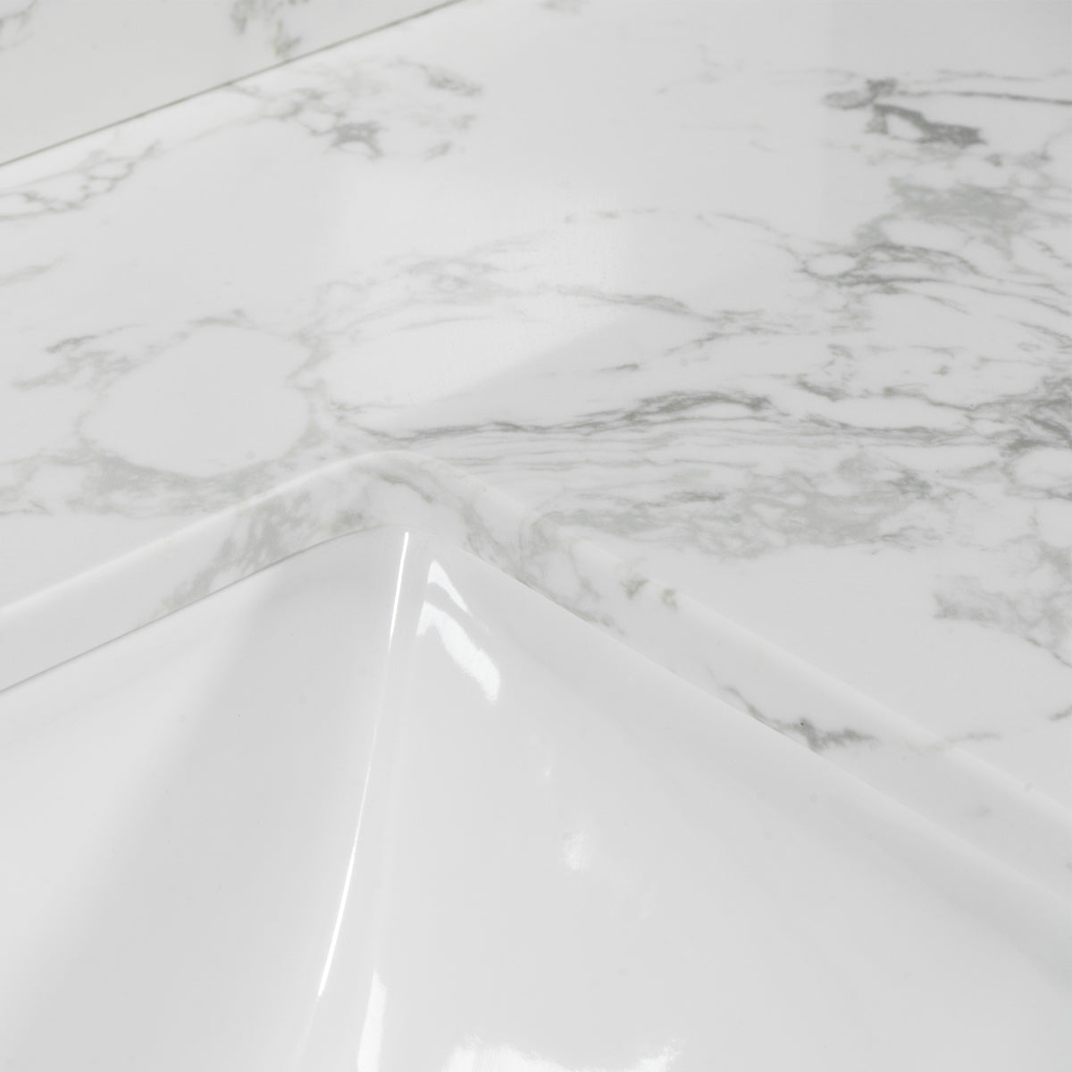 31Inch Bathroom Vanity Top Stone Carrara White Style Tops With Rectangle Undermount Ceramic Sink And Back Splash With 3 Faucet Hole For Bathrom Cabinet Grey Stone