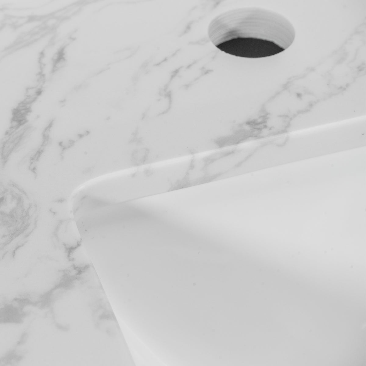 31Inch Bathroom Vanity Top Stone Carrara White Style Tops With Rectangle Undermount Ceramic Sink And Back Splash With 3 Faucet Hole For Bathrom Cabinet Grey Stone