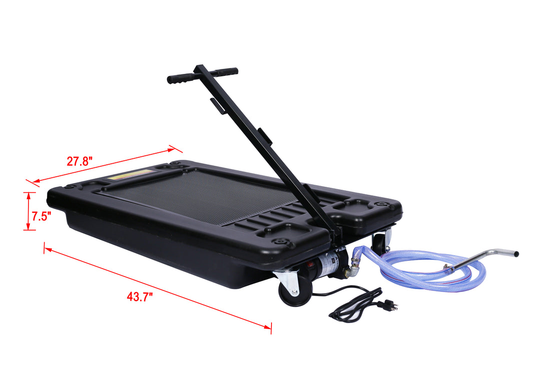 17 Gallon Low Profile Oil Drain, With Electric Pump Black Plastic