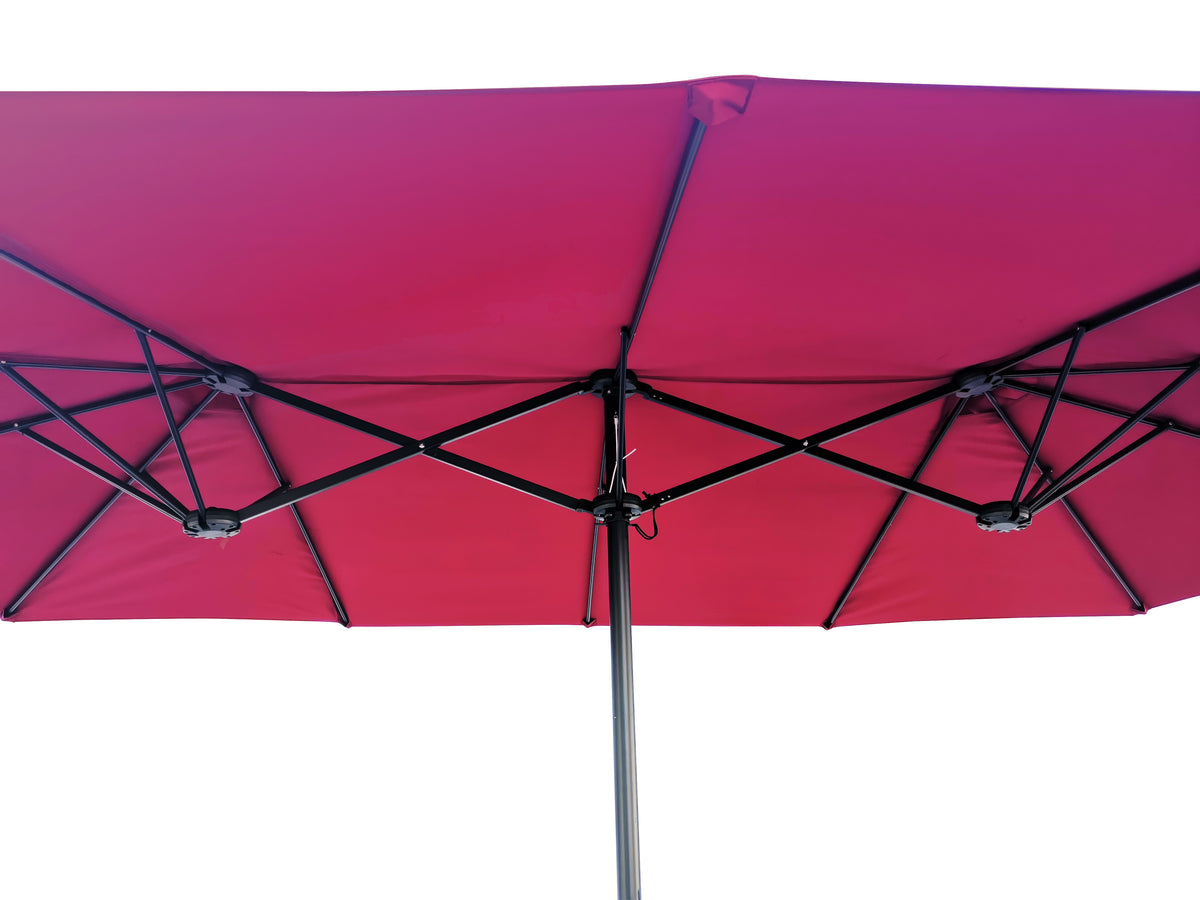 15Ftx9Ftdouble Sided Patio Umbrella Outdoor Market Table Garden Extra Large Waterproof Twin Umbrellas With Crank And Wind Vents For Garden Deck Backyard Pool Shade Outside Deck Swimming Pool Burgundy Metal