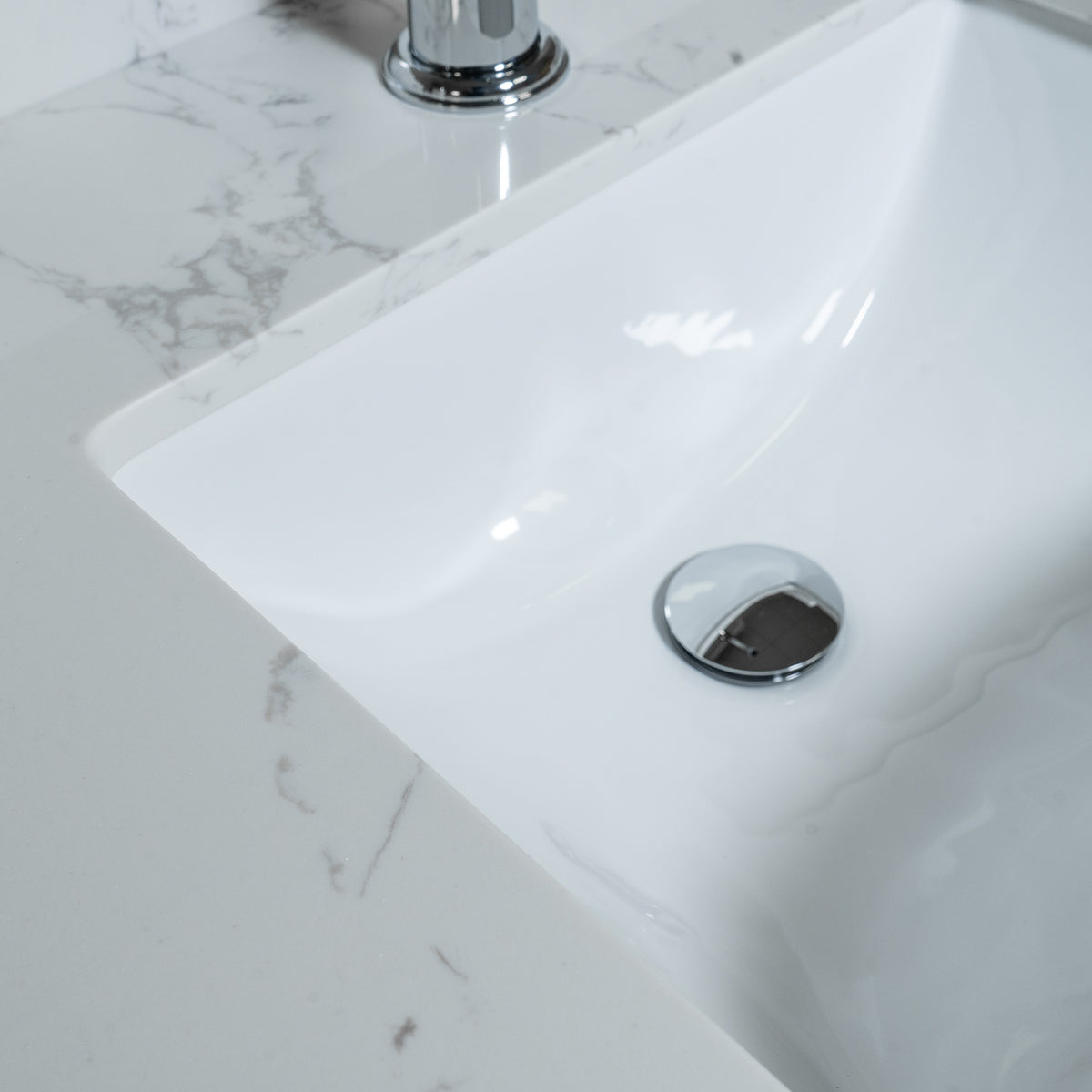 37Inch Bathroom Vanity Top Stone Carrara White Style Tops With Rectangle Undermount Ceramic Sink And Single Faucet Hole Colorful Stone