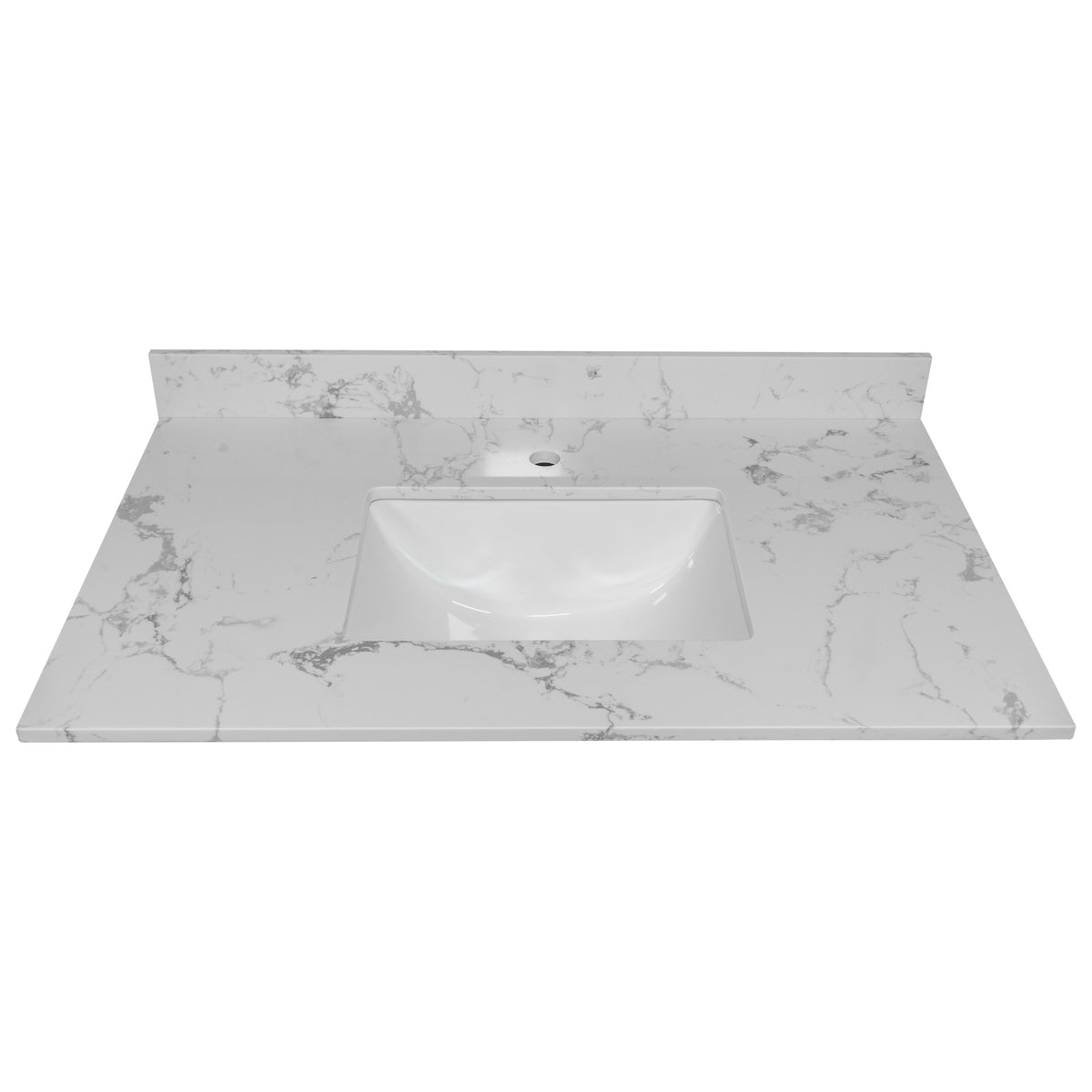 37Inch Bathroom Vanity Top Stone Carrara White Style Tops With Rectangle Undermount Ceramic Sink And Single Faucet Hole Colorful Stone