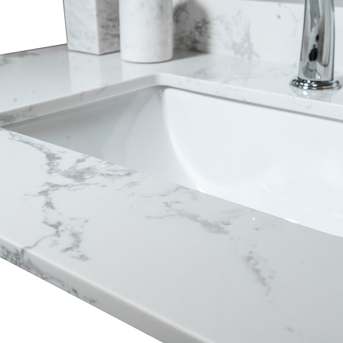 37Inch Bathroom Vanity Top Stone Carrara White Style Tops With Rectangle Undermount Ceramic Sink And Single Faucet Hole Colorful Stone