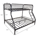 Heavy Duty Twin Over Full Metal Bunk Bed, Easy Assembly With Enhanced Upper Level Guardrail, Black Box Spring Not Required Twin Black Metal Bedroom Bunk Metal