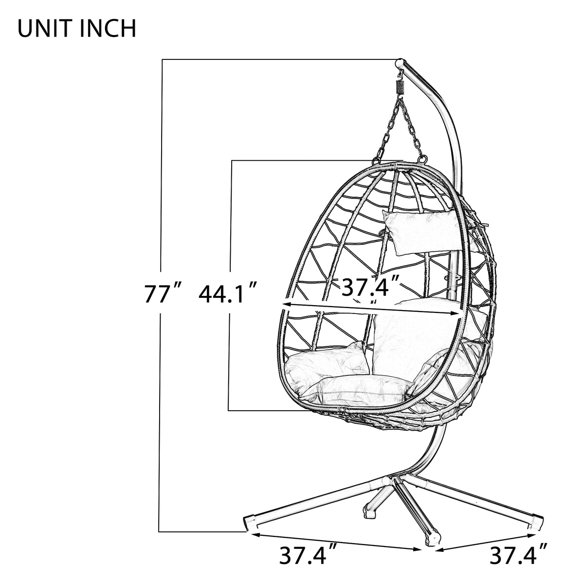 Egg Chair With Stand Indoor Outdoor Swing Chair Patio Wicker Hanging Egg Chair Hanging Basket Chair Hammock Chair With Stand For Bedroom Living Room Balcony Yes Sectional Light Blue Water Resistant