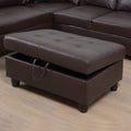 3 Pc Sectional Sofa Set, Brown Faux Leather Right Facing Chaise With Free Storage Ottoman Brown Leather