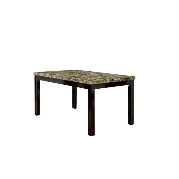 Dining Table Faux Marble Top Birch Veneer Dining Room Furniture 1Pc Table Dark Brown Brown Dining Room Contemporary,Modern Birch Rectangular Kitchen & Dining Tables Mdf