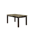 Dining Table Faux Marble Top Birch Veneer Dining Room Furniture 1Pc Table Dark Brown Brown Dining Room Contemporary,Modern Birch Rectangular Kitchen & Dining Tables Mdf