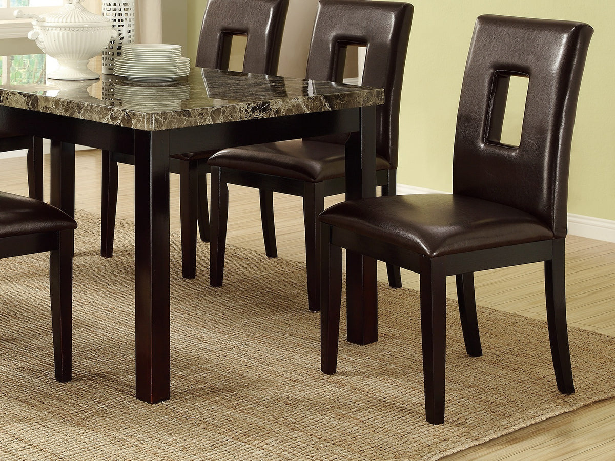 Dining Table Faux Marble Top Birch Veneer Dining Room Furniture 1Pc Table Dark Brown Brown Dining Room Contemporary,Modern Birch Rectangular Kitchen & Dining Tables Mdf