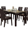 Dining Table Faux Marble Top Birch Veneer Dining Room Furniture 1Pc Table Dark Brown Brown Dining Room Contemporary,Modern Birch Rectangular Kitchen & Dining Tables Mdf