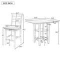 5 Piece Wooden Counter Height Dining Set With Padded Chairs And Storage Shelving Gray Gray Solid Wood