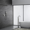 Trustmade Wall Mounted Square Rainfall Pressure Balanced Complteted Shower System With Rough In Valve, 10 Inches Matte Black 2W02 Cement Grey Stainless Steel