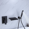 Waterfall Tub Handheld Shower Wall Mount Tub Filler With Handheld, Matte Black Bathtub Shower Faucet With Hand Shower Matte Black Brass