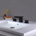 Waterfall Widespread Bathroom Sink Faucet,For 3 Hole 8 Inch Two Handles Bathroom Faucet Matte Black Brass