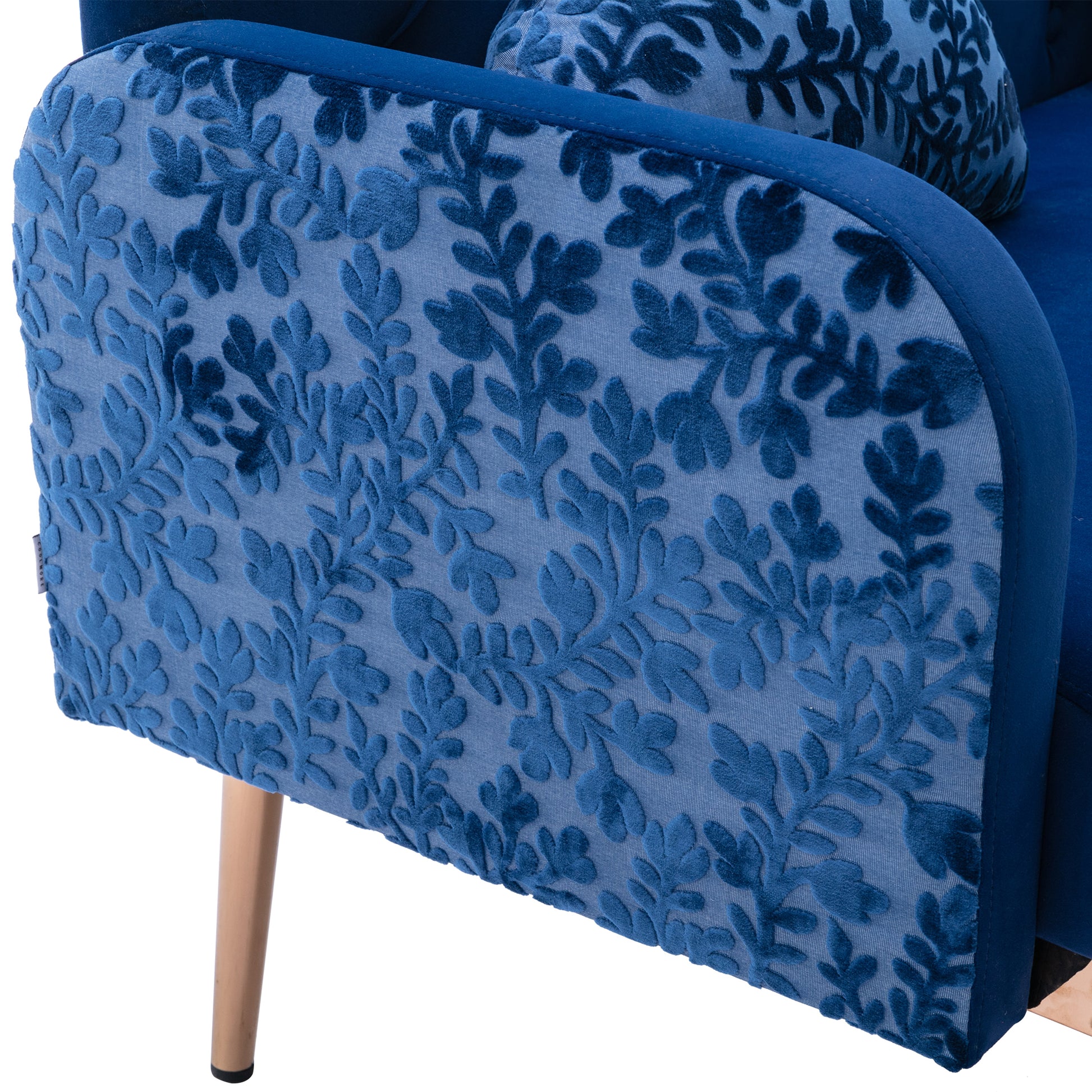 Coolmore Modern Velvet Loveseat Sofacomfy Upholstered 2 Seater Sofa With Gold Metal Legs, Small Loveseat Accent Couch For Living Bedroom Leisure Areas Navy Velvet Navy Foam Velvet 2 Seat