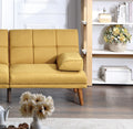 Mustard Polyfiber 1Pc Adjustable Tufted Sofa Living Room Solid Wood Legs Comfort Couch Mustard Wood Primary Living Space Tufted Back Contemporary,Modern Pillow Top Arms Foam Plywood 2 Seat