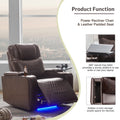 Power Motion Recliner With Usb Charging Port And Hidden Arm Storage 2 Convenient Cup Holders Design And 360 Swivel Tray Table,Brown Old Sku: Sg000630Aad Brown Foam Pu
