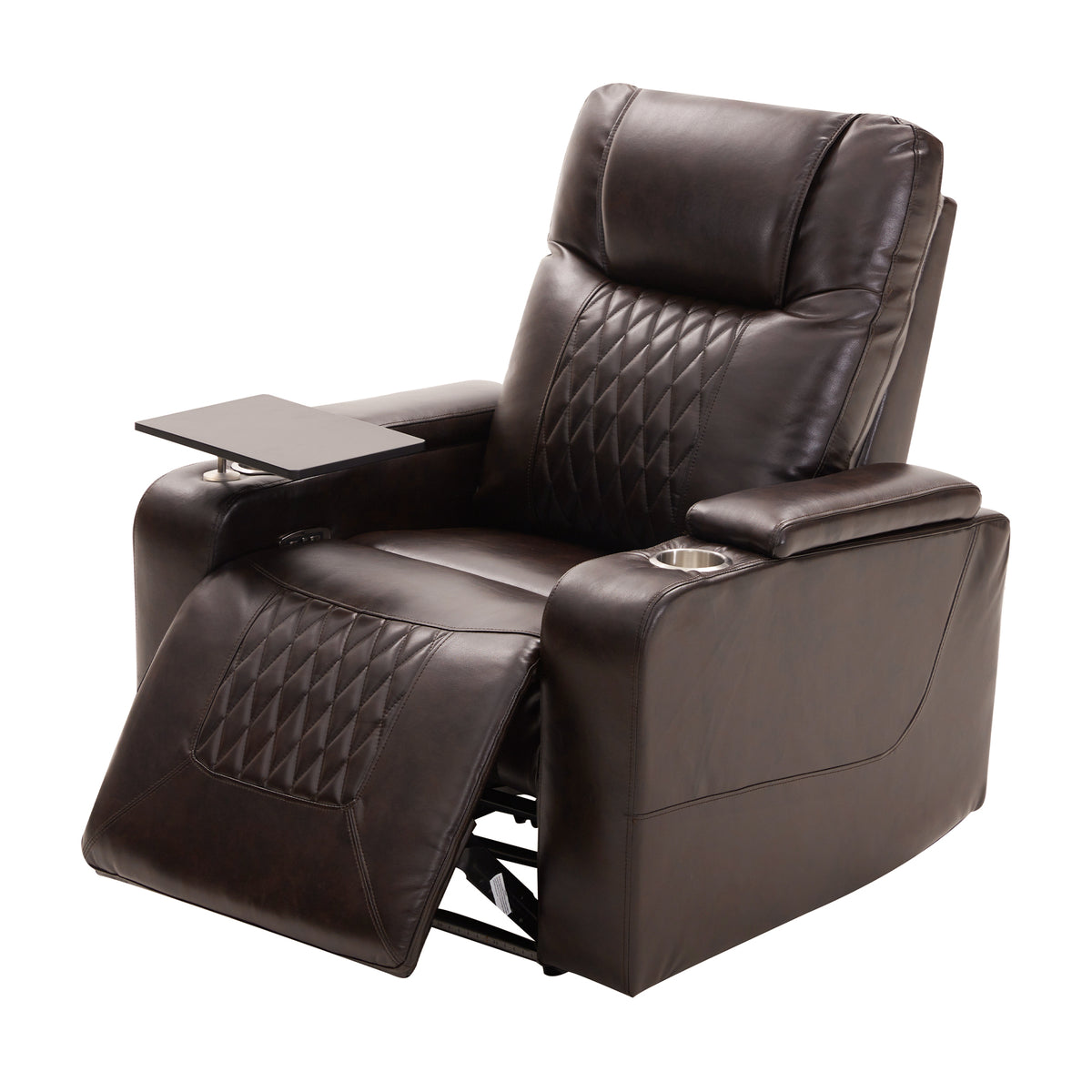 Power Motion Recliner With Usb Charging Port And Hidden Arm Storage 2 Convenient Cup Holders Design And 360 Swivel Tray Table,Brown Old Sku: Sg000630Aad Brown Foam Pu