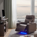 Power Motion Recliner With Usb Charging Port And Hidden Arm Storage 2 Convenient Cup Holders Design And 360 Swivel Tray Table,Brown Old Sku: Sg000630Aad Brown Foam Pu