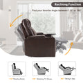 Power Motion Recliner With Usb Charging Port And Hidden Arm Storage 2 Convenient Cup Holders Design And 360 Swivel Tray Table,Brown Old Sku: Sg000630Aad Brown Foam Pu
