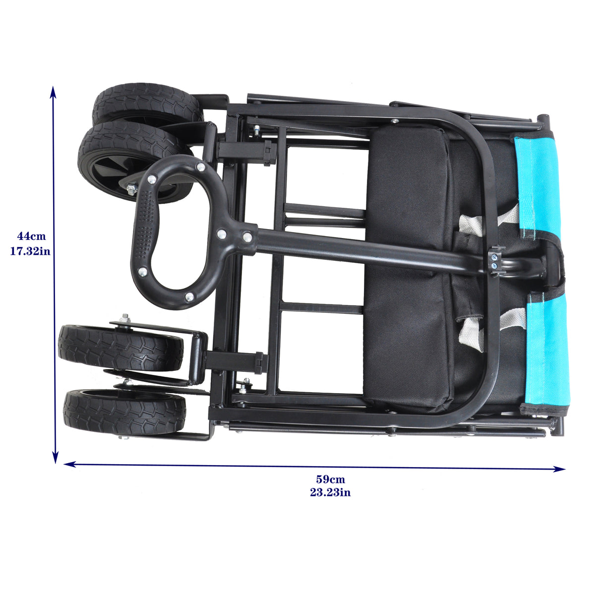 Mini Folding Wagon Garden Shopping Beach Cart Black Blue Black Steel