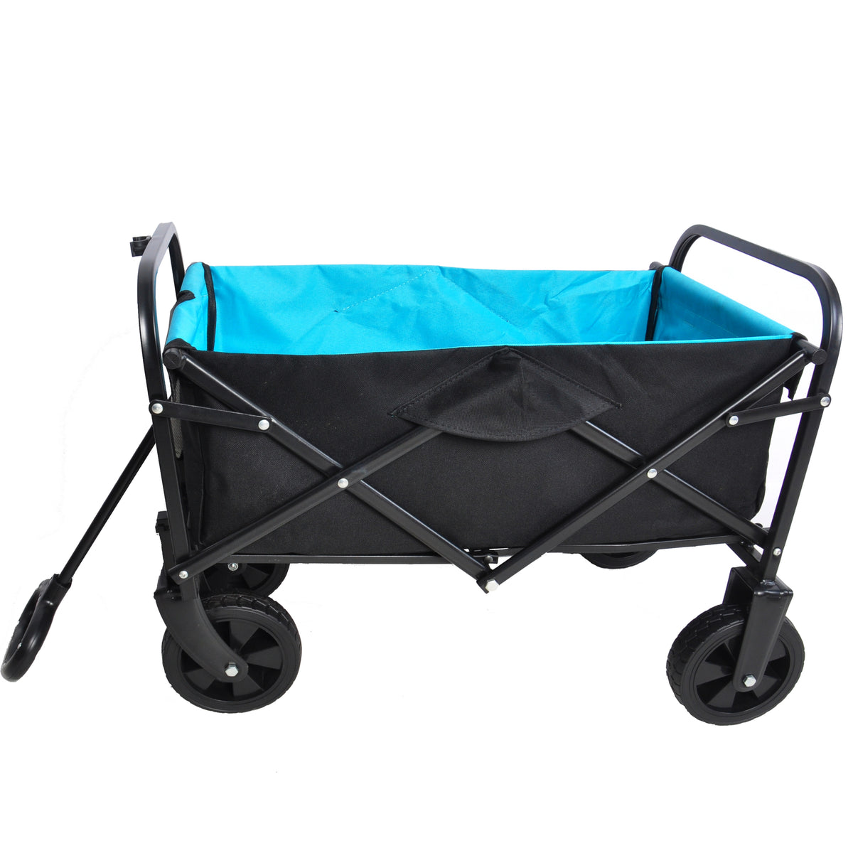 Mini Folding Wagon Garden Shopping Beach Cart Black Blue Black Steel