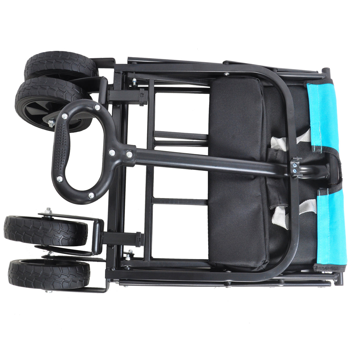 Mini Folding Wagon Garden Shopping Beach Cart Black Blue Black Steel
