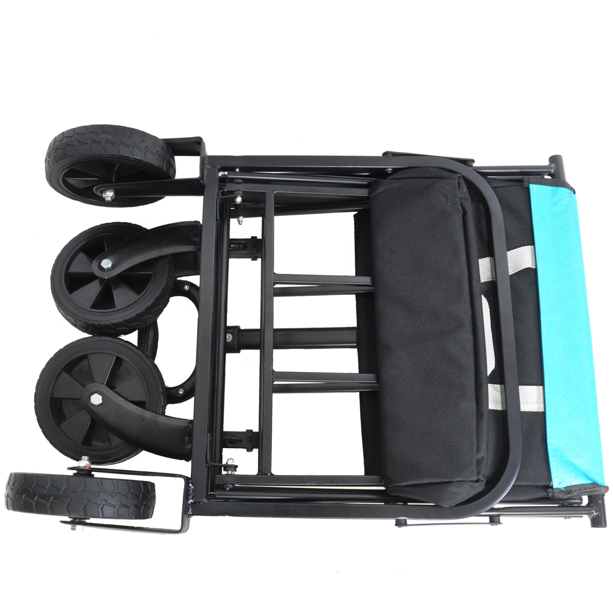 Mini Folding Wagon Garden Shopping Beach Cart Black Blue Black Steel