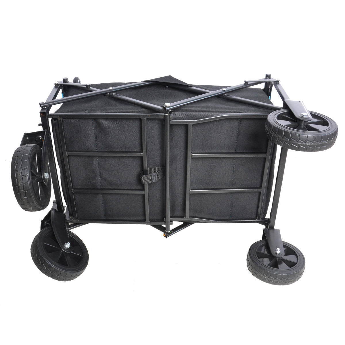 Mini Folding Wagon Garden Shopping Beach Cart Black Blue Black Steel