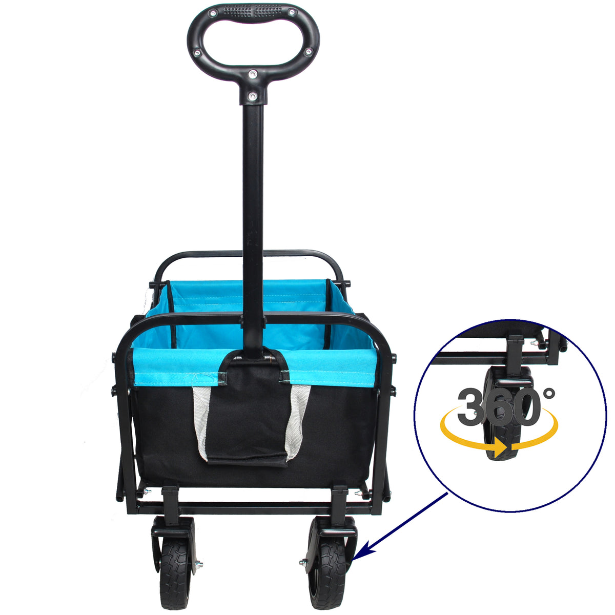 Mini Folding Wagon Garden Shopping Beach Cart Black Blue Black Steel
