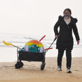 Mini Folding Wagon Garden Shopping Beach Cart Black Blue Black Steel