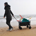 Mini Folding Wagon Garden Shopping Beach Cart Black Blue Black Steel