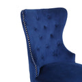 Erica 2 Piece Stainless Steel Legs Chair Finish With Velvet Fabric In Blue Acacia Wood Navy Primary Living Space Transitional Accent Chairs Tufted Back Solid Wood Mdf Stainless Steel