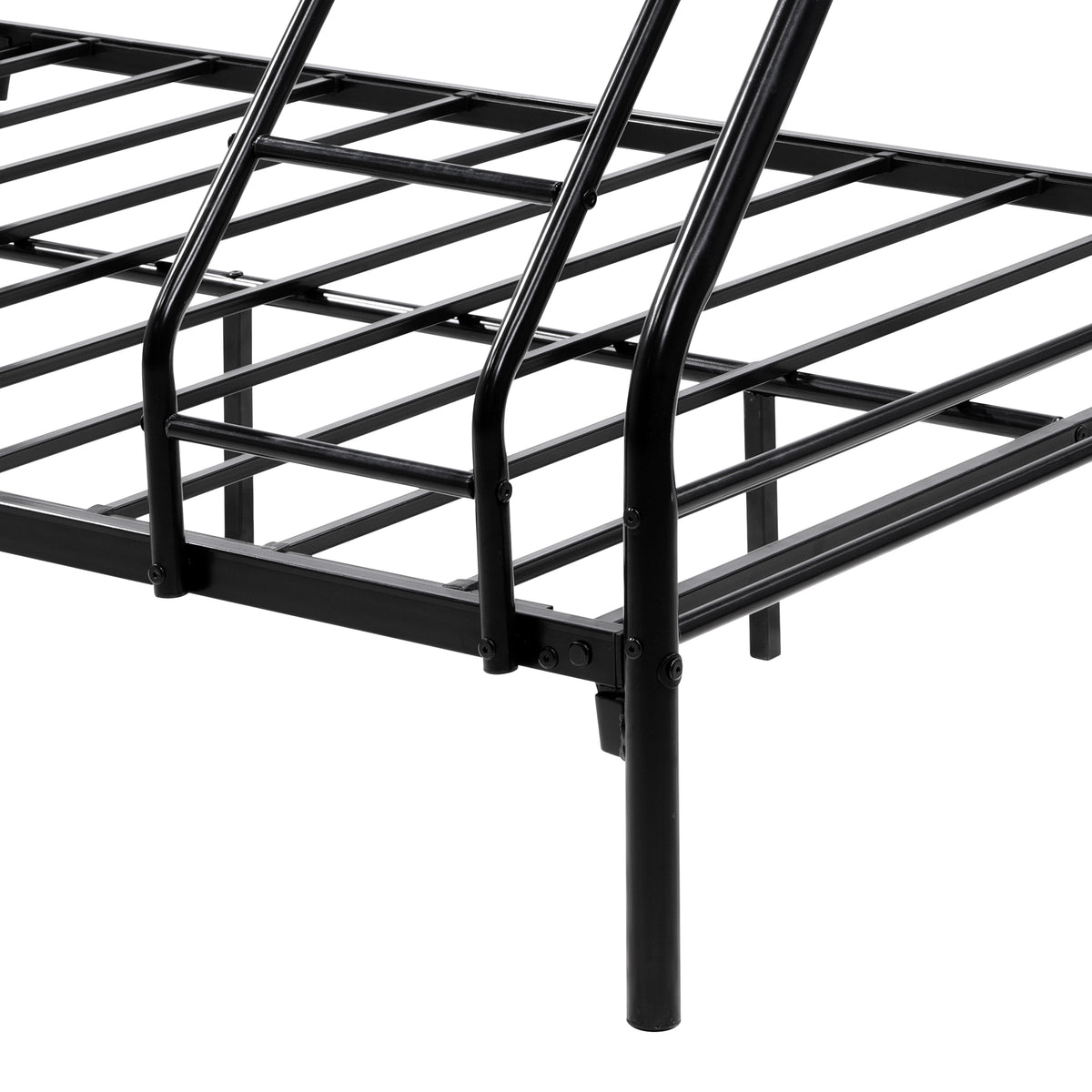 Heavy Duty Twin Over Full Metal Bunk Bed, Easy Assembly With Enhanced Upper Level Guardrail, Black Box Spring Not Required Twin Black Metal Bedroom Bunk Metal