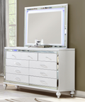 Sterling King 4 Pc Led Bedroom Set Made With Wood In White Color King White Wood 4 Piece Set Bedroom Bed Included,Dresser Included,Mirror Included,Nightstand Included Contemporary,Modern Wood