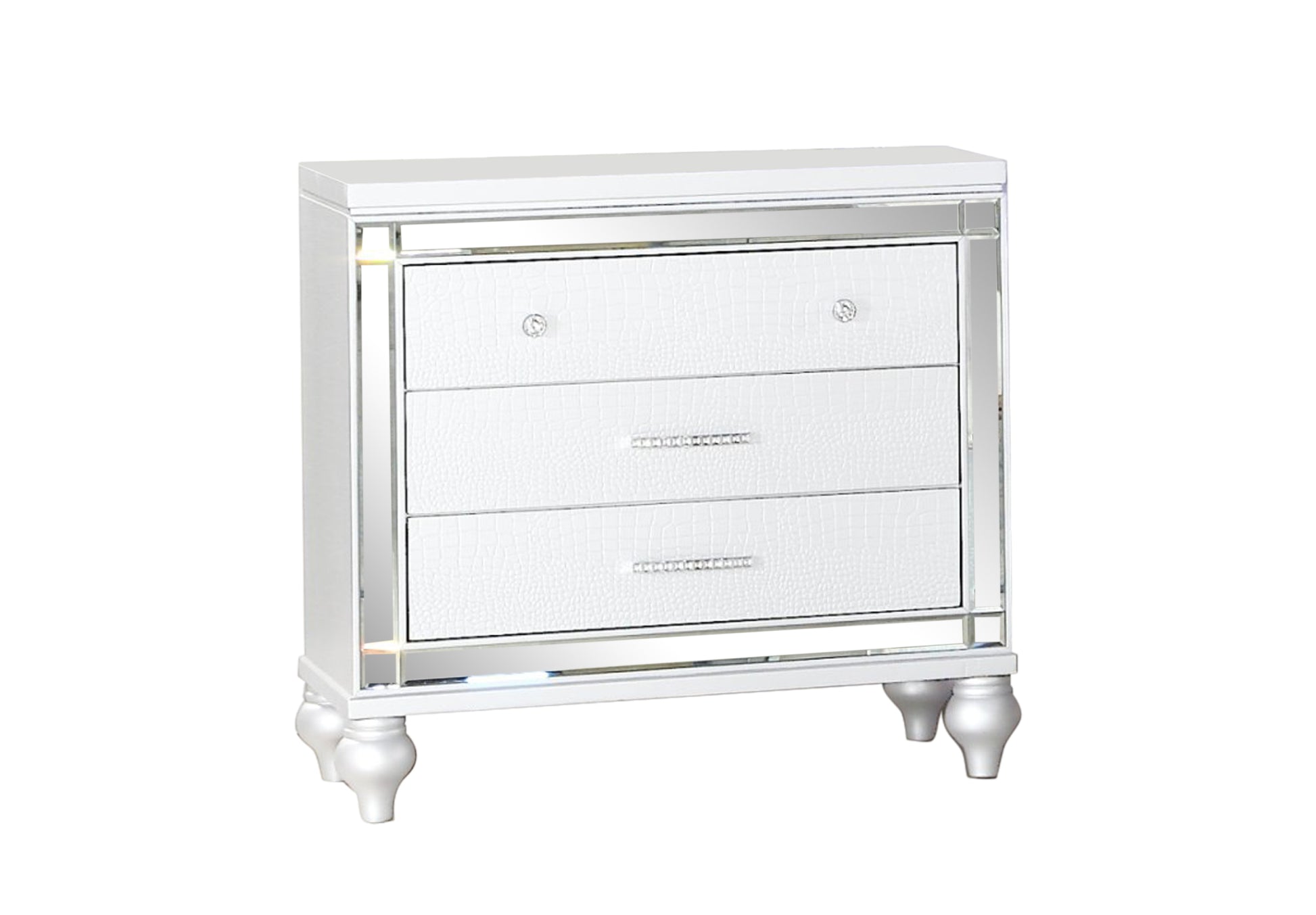 Sterling King 5 Pc Led Bedroom Set Made With Wood In White Color King White Wood 5 Piece Set Bedroom Bed Included,Chest Included,Dresser Included,Mirror Included,Nightstand Included Contemporary,Modern Wood