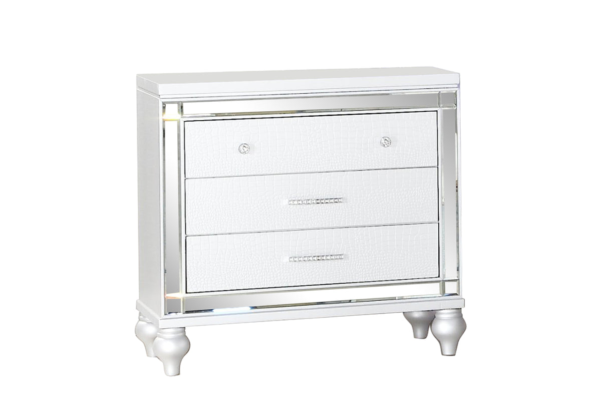 Sterling Queen 4 Pc Led Bedroom Set Made With Wood In White Color Queen White Wood 4 Piece Set Bedroom Bed Included,Dresser Included,Mirror Included,Nightstand Included Contemporary,Modern Solid Wood Mdf Built In Lighting Wood
