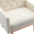 Coolmore Modern Accent Chair With Arms, Tufted Decorative Fabric Armchair With Gold Metal Legs, Upholstered Reading Chair For Living Room Bedroom Office White Teddy White Teddy Foam Metal