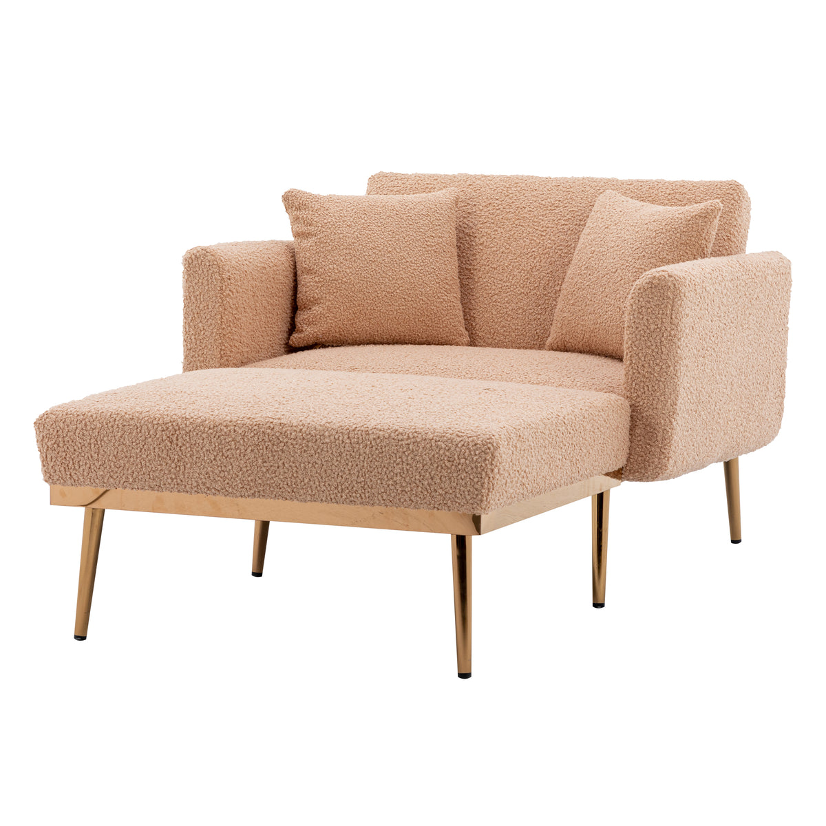 Coolmore Fashionable And Classic Style Chaise Lounge Chair Accent Chair For Living Room, Bedroom Camel Teddy Camel Teddy Foam Teddy