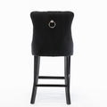 Contemporary Velvet Upholstered Barstools With Button Tufted Decoration And Wooden Legs, And Chrome Trim, Leisure Style Bar Chairs,Bar Stools, Set Of 2 Black ,Sw2002Bk Black Seats 2 American Design