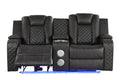 Benz Led & Power Recliner 2 Pc Made With Faux Leather In Gray Grey Faux Leather Metal Primary Living Space Medium Soft Cushion Back Contemporary,Modern Rolled Arms Solid Wood Mdf Faux Leather 5 Seat