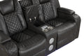 Benz Led & Power Recliner 2 Pc Made With Faux Leather In Gray Grey Faux Leather Metal Primary Living Space Medium Soft Cushion Back Contemporary,Modern Rolled Arms Solid Wood Mdf Faux Leather 5 Seat