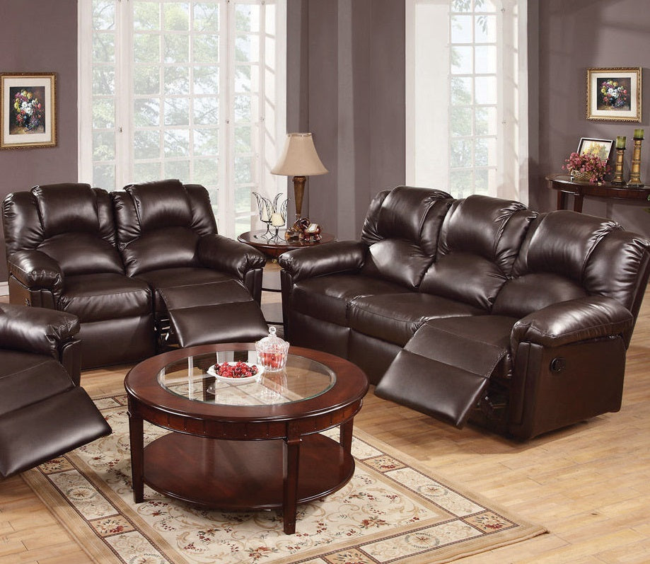 Motion Loveseat 1Pc Couch Living Room Furniture Brown Bonded Leather Brown Faux Leather Metal Primary Living Space Contemporary Pillow Top Arms Bonded Leather