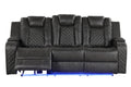 Benz Led & Power Recliner 3 Pc Made With Faux Leather In Gray Grey Faux Leather Metal Primary Living Space Medium Soft Cushion Back Contemporary,Modern Solid Wood Mdf Faux Leather 6 Seat
