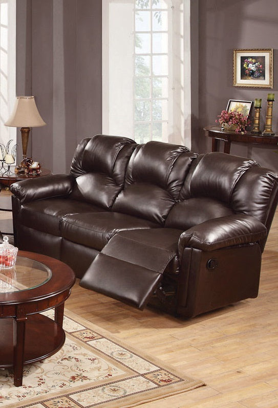 Motion Sofa 1Pc Couch Living Room Furniture Brown Bonded Leather Brown Faux Leather Metal Primary Living Space Cushion Back Contemporary Pillow Top Arms Bonded Leather