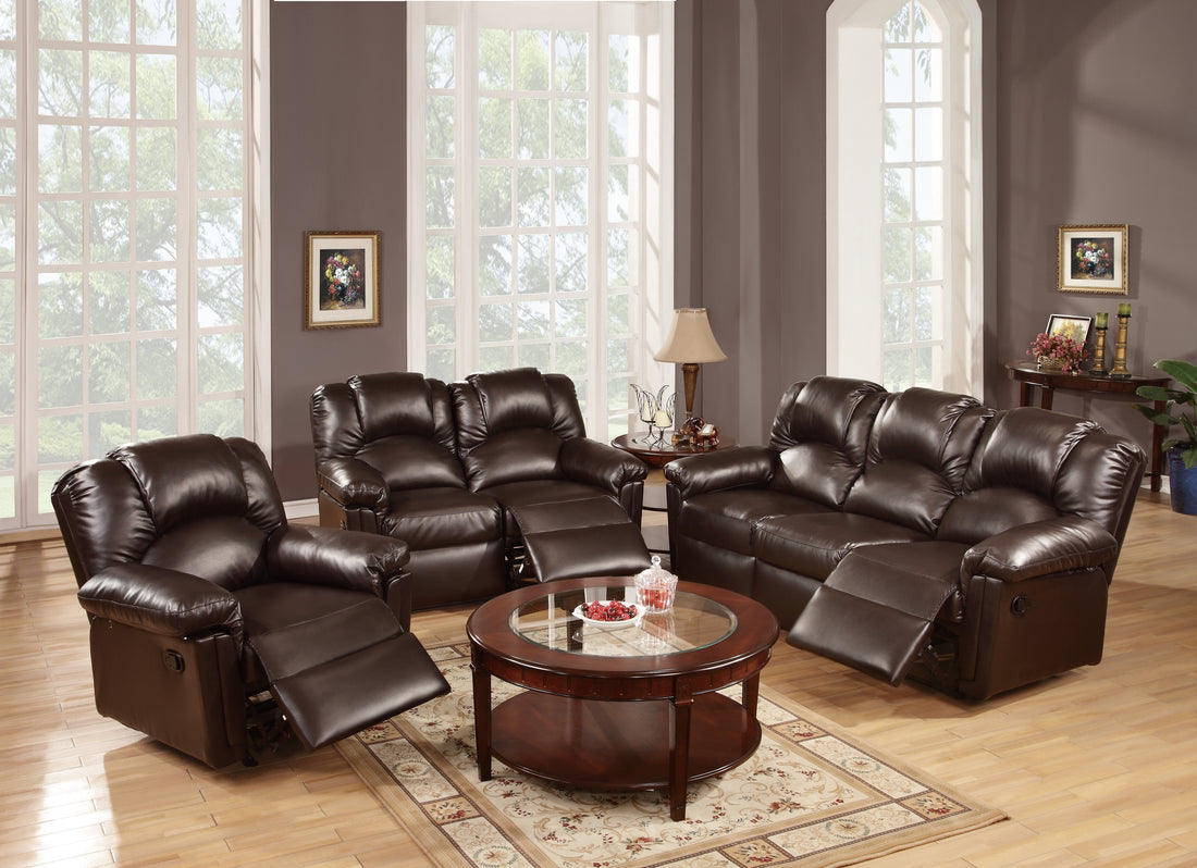 Motion Sofa 1Pc Couch Living Room Furniture Brown Bonded Leather Brown Faux Leather Metal Primary Living Space Cushion Back Contemporary Pillow Top Arms Bonded Leather