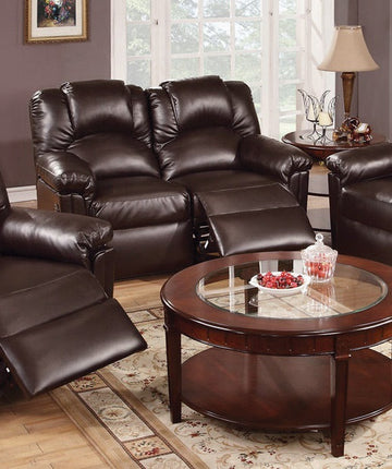 Motion Loveseat 1Pc Couch Living Room Furniture Brown Bonded Leather Brown Faux Leather Metal Primary Living Space Contemporary Pillow Top Arms Bonded Leather