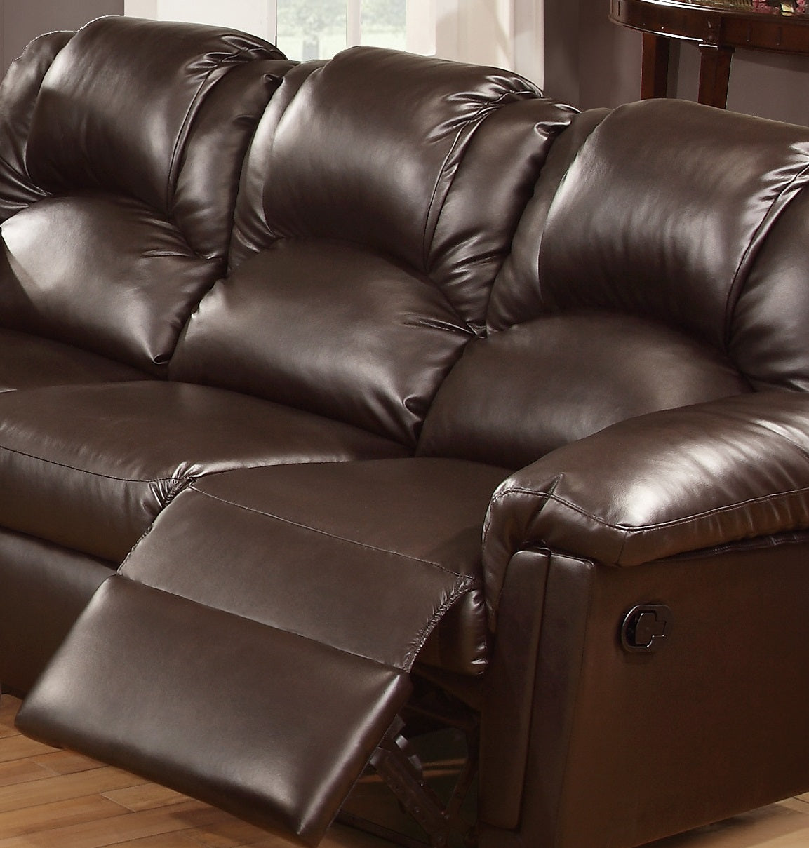 Motion Loveseat 1Pc Couch Living Room Furniture Brown Bonded Leather Brown Faux Leather Metal Primary Living Space Contemporary Pillow Top Arms Bonded Leather