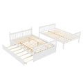 Full Over Full Bunk Bed With Trundle, Convertible To 2 Full Size Platform Bed, Full Size Bunk Bed With Ladder And Safety Rails For Kids, Teens, Adults,White Old Sku:W504S00002 White Pine