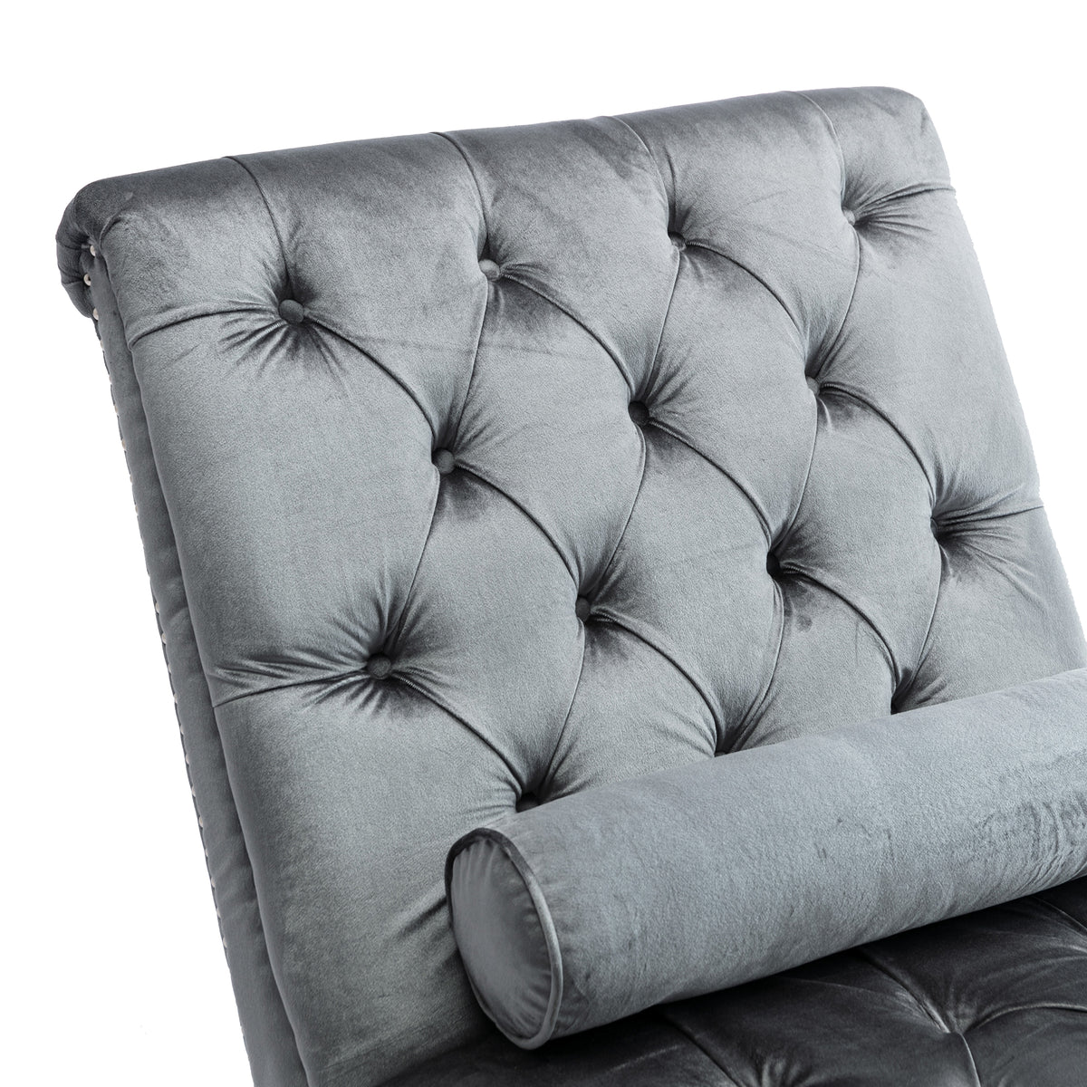 Coomoreleisure Concubine Sofa With Acrylic Feet Silver Velvet